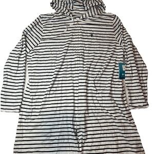 Coolibar Black and White Striped Cabana Hoodie